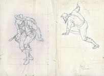 Biagio Pupini, A Pagan Sacrifice, brush and ink, heightened with white